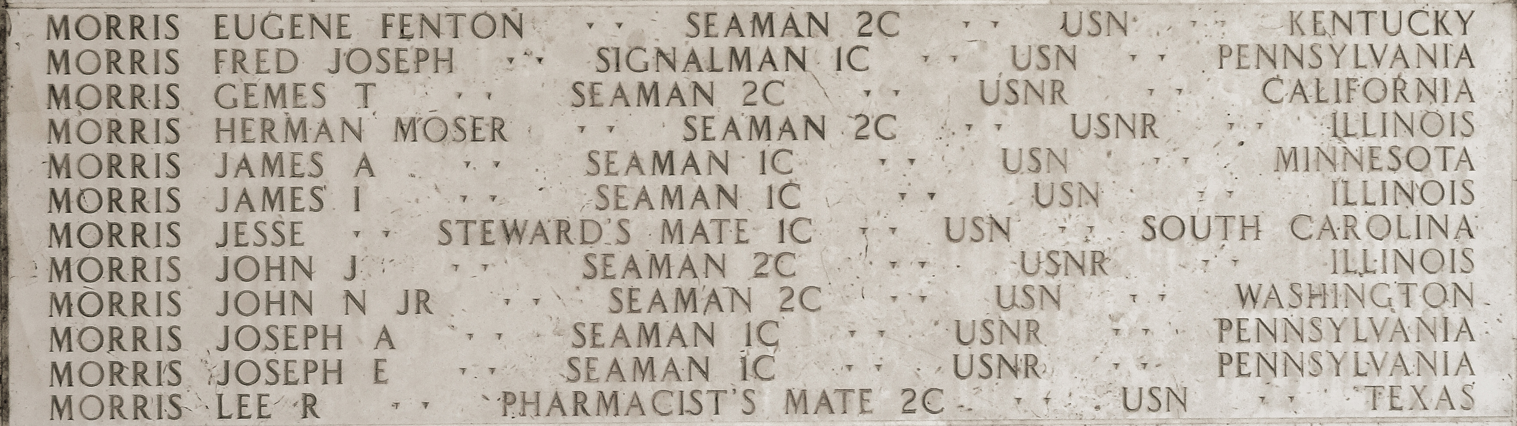 Fred Joseph Morris, Signalman First Class